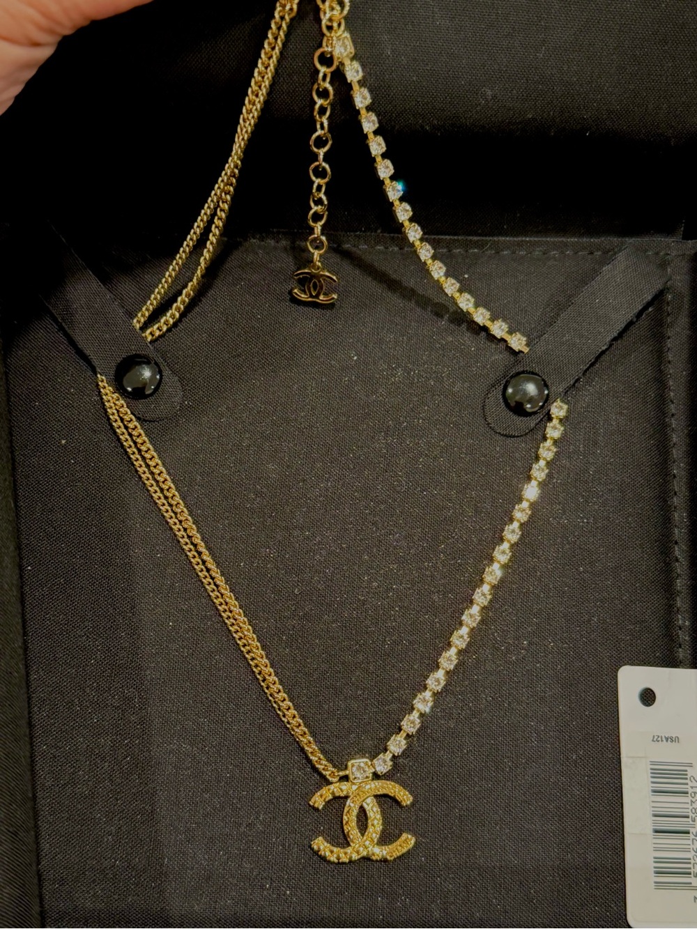 Chanel crystals Quilted Cc Pendant Necklace - Picture 3 of 7